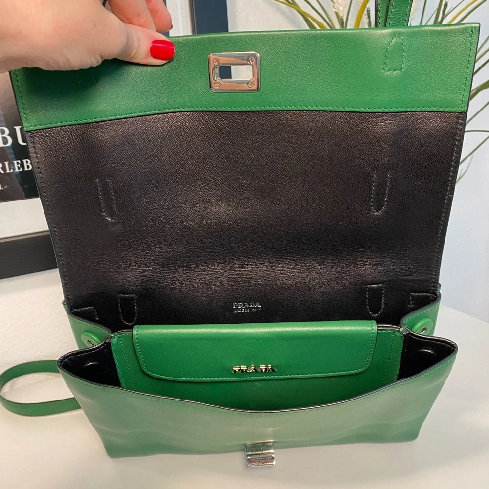 RARE PRADA Runway/AD 2014 Vitello Lux Calf Shoulder/Crossbody Bag COA - Picture 12 of 17